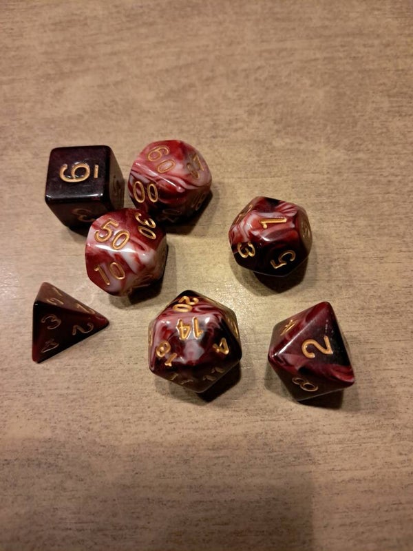 Blood red & white d&d dice