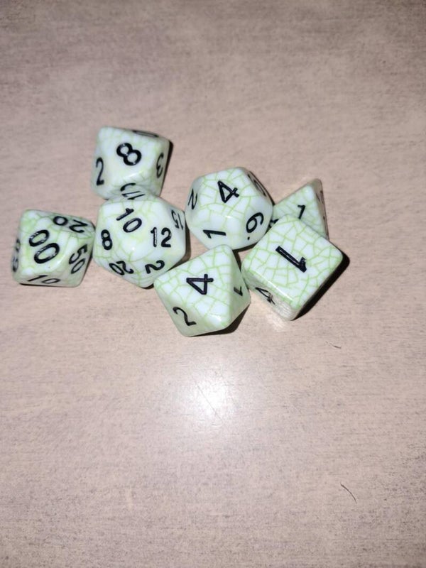 green scaled d&d dice