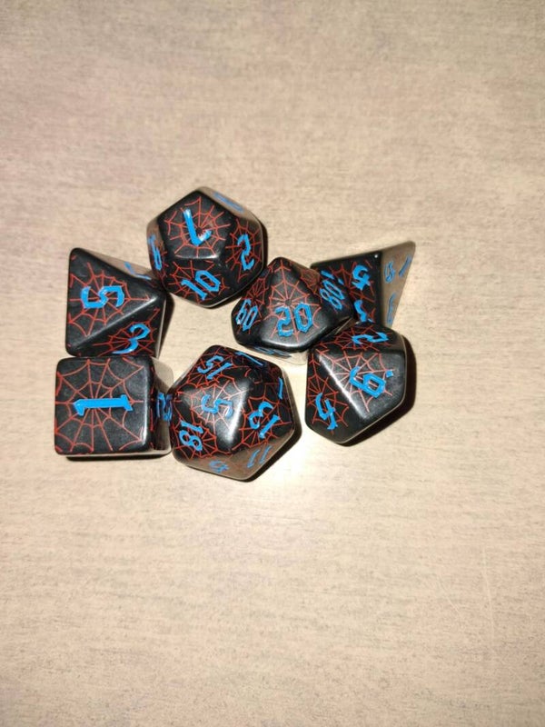 Black red web d&d dice