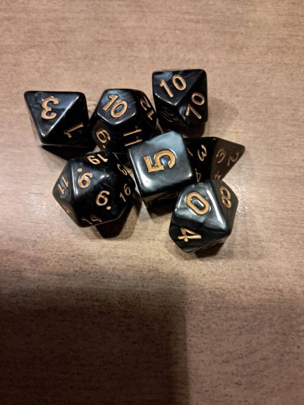 Black marbled d&d dice