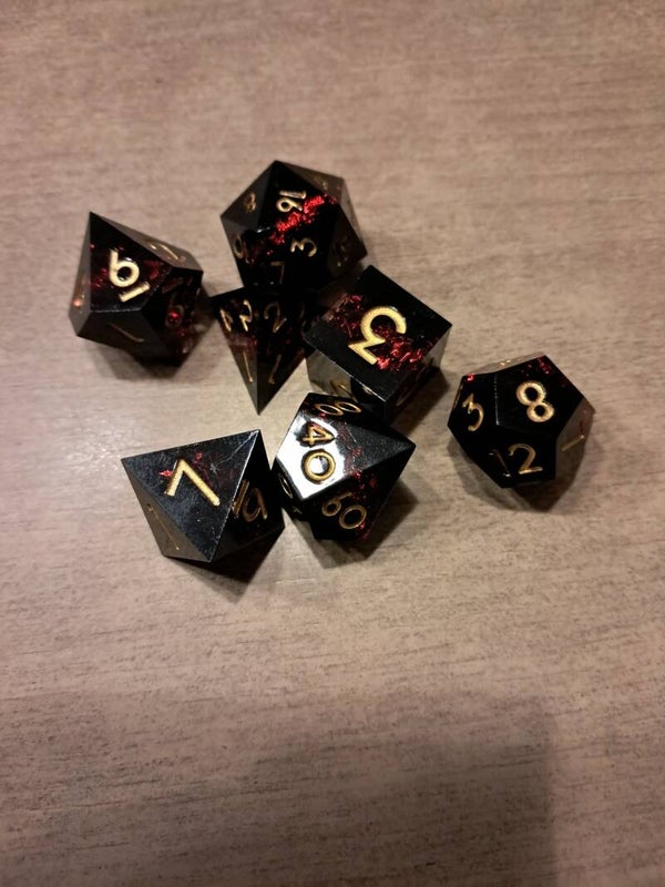 Black red spark d&d dice