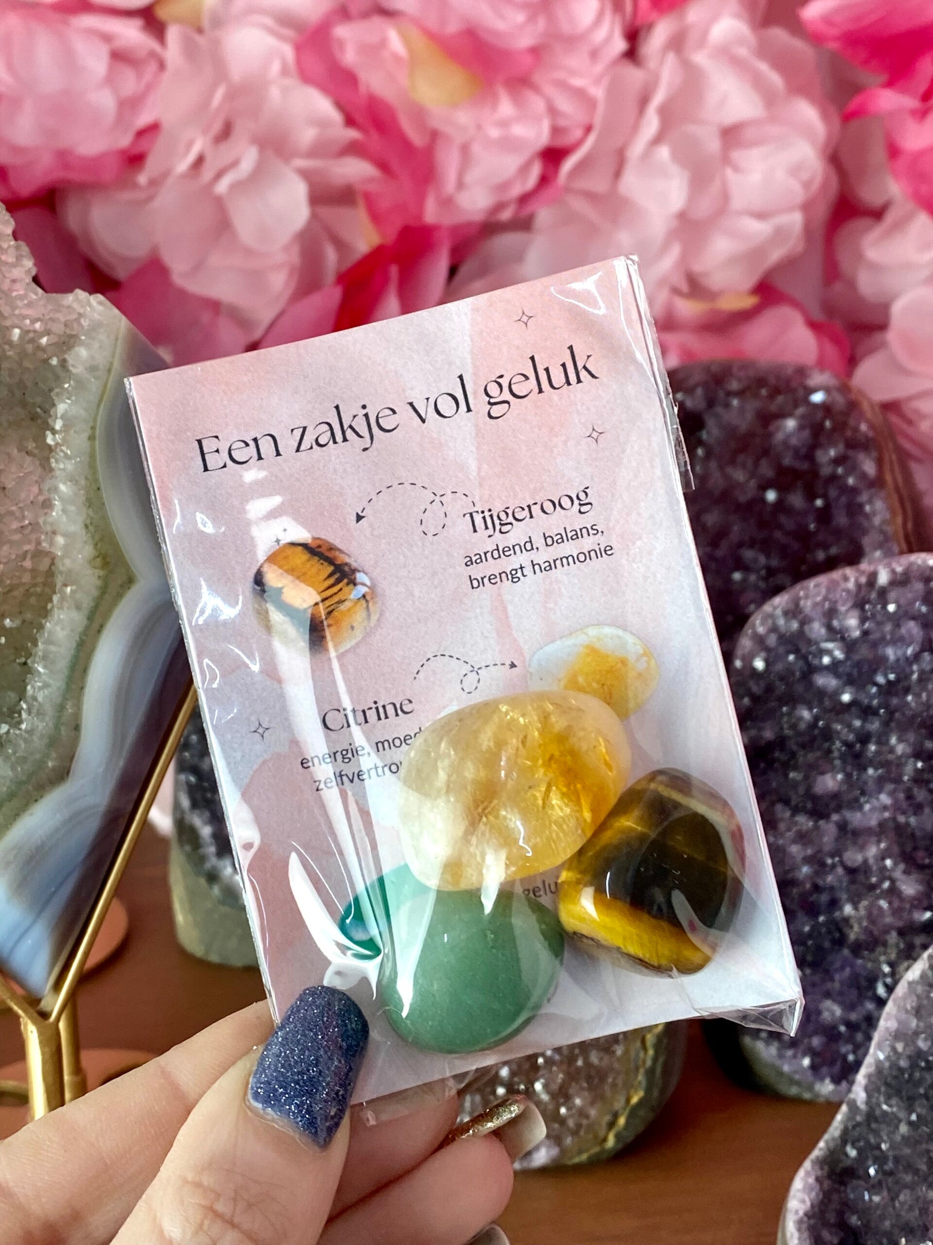 Trommelstenen Setje: Een zakje vol geluk