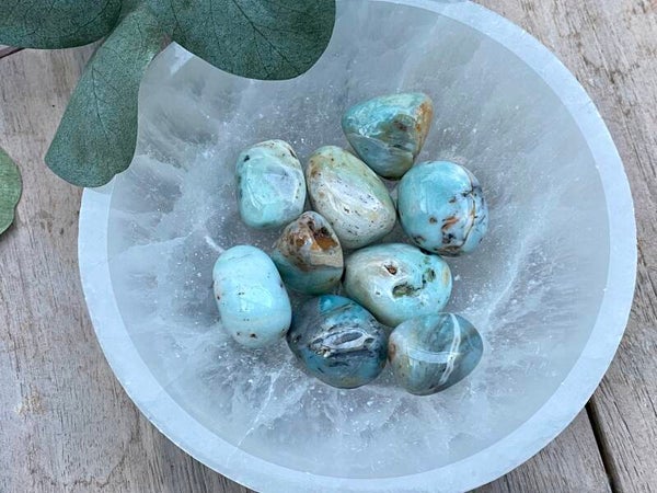 Blauwe amazoniet trommelstenen