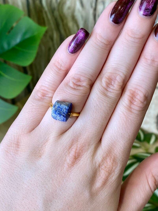 Ring ruw Sodaliet goud 18