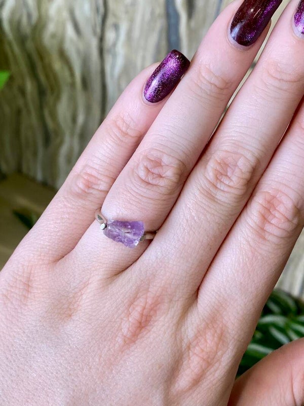 Ring ruw Amethist zilver 17