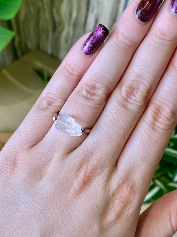 Ring ruw Bergkristal zilver 18,5