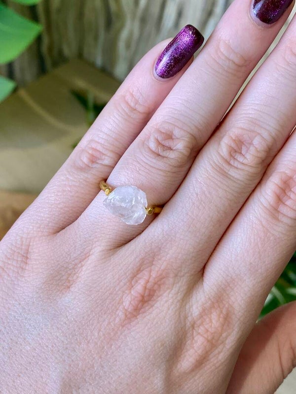 Ring ruw Bergkristal goud 18-1