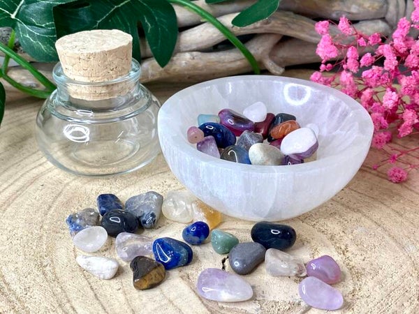 Mix steentjes in glazen potje