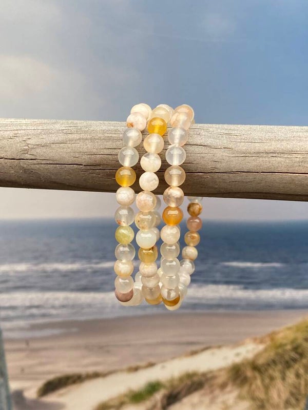 Bloem agaat armband 6mm