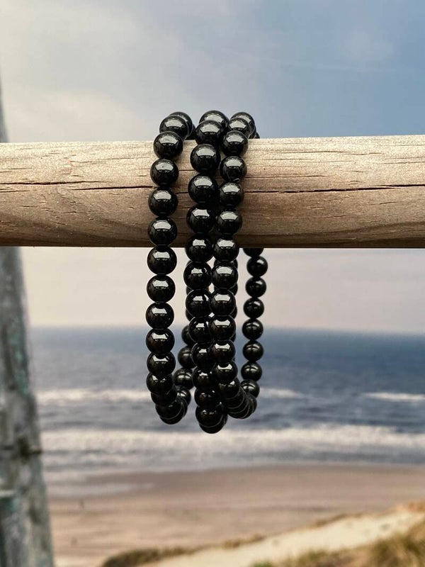 Zwarte obsidiaan armband 6mm