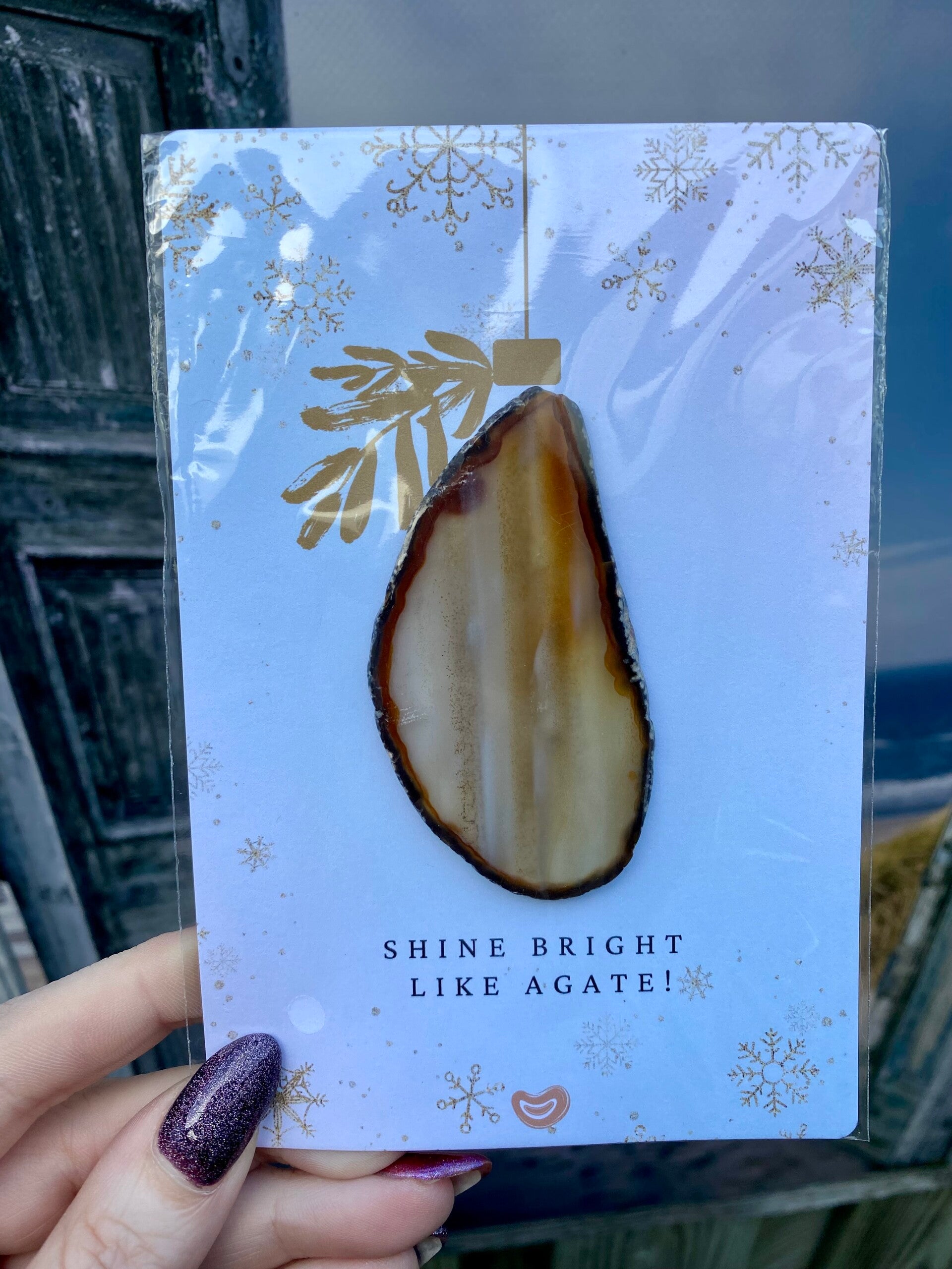 Agaat schijfje kerstkaart