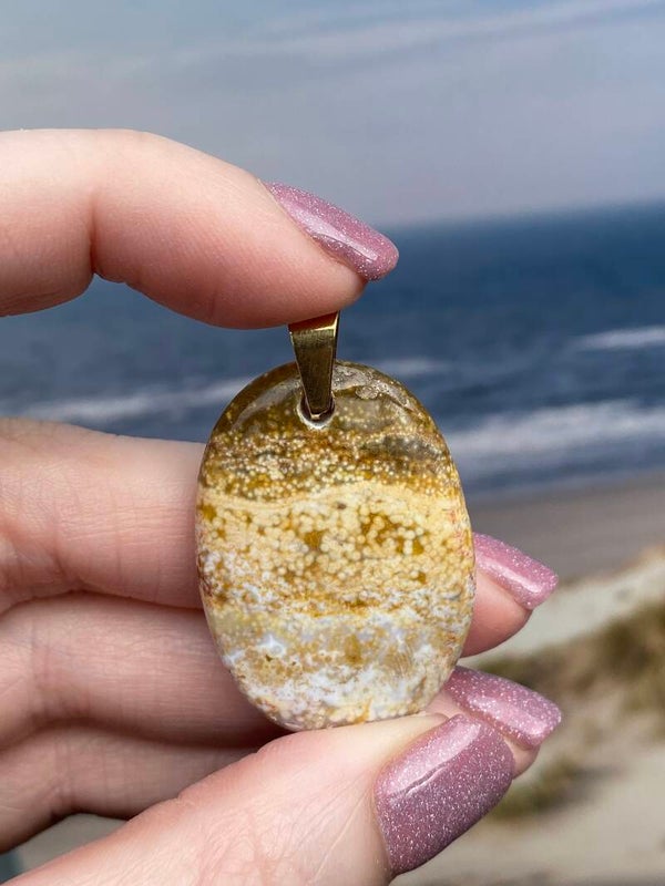 Oceaan jaspis ketting hanger 3 goud