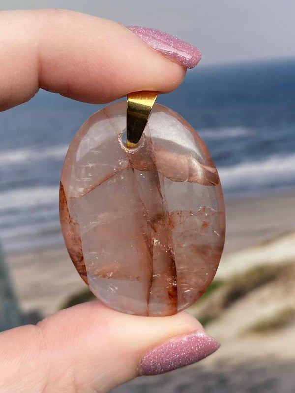 Hematoide kwarts ketting hanger 2 goud