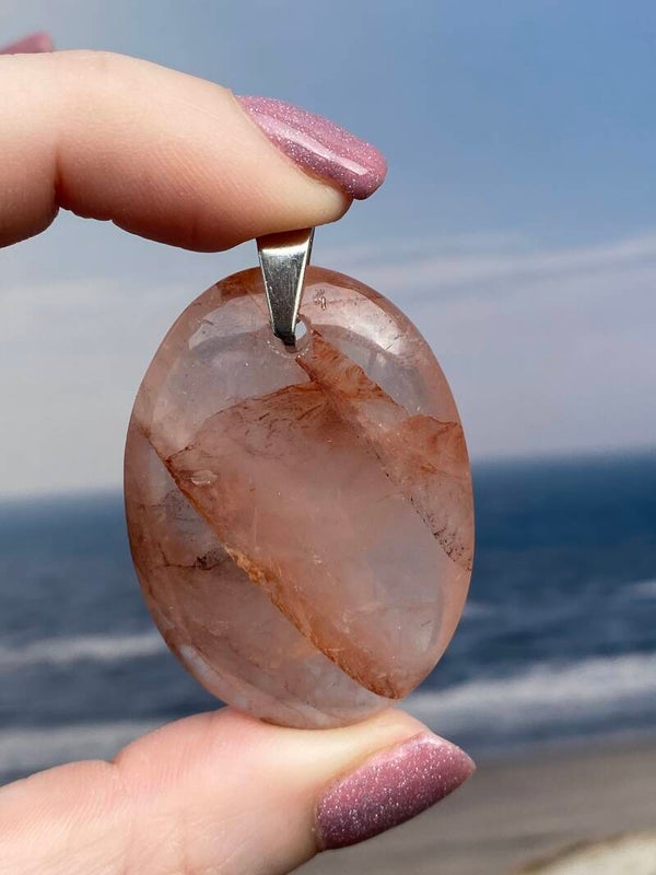 Hematoide kwarts ketting hanger 2 zilver