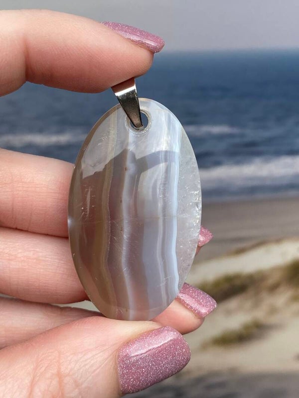 Agaat ketting hanger 1 zilver