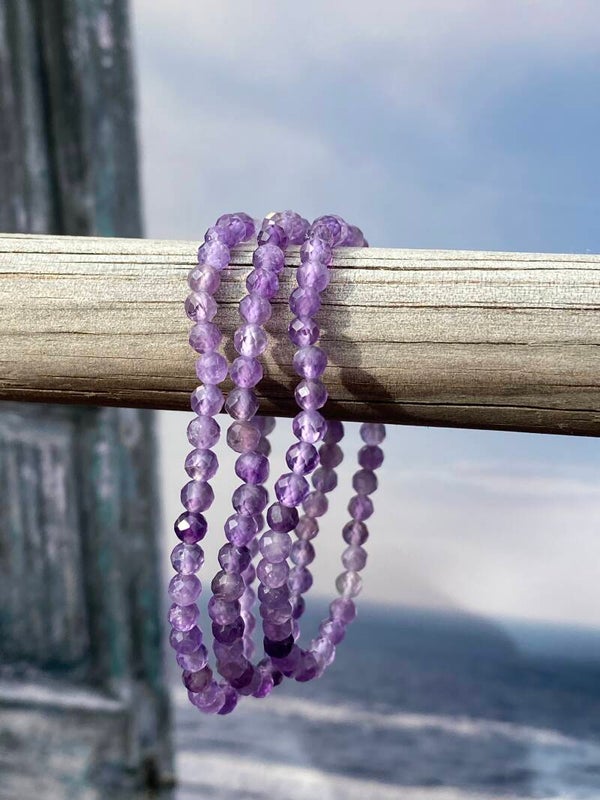 Amethist facet armband 4mm