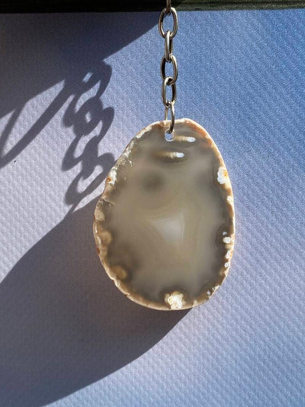 Agaat schijfje sleutelhanger #1