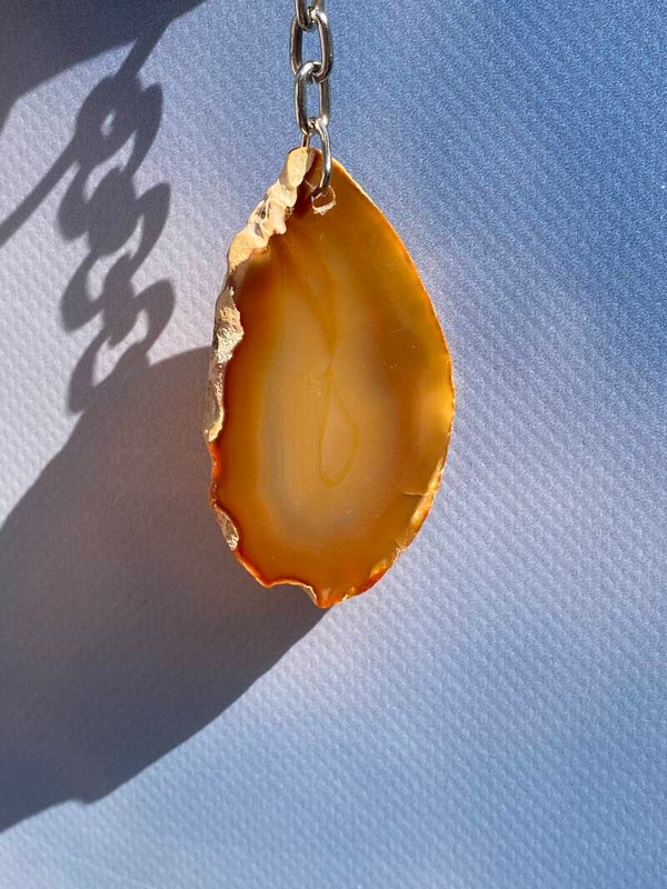 Agaat schijfje sleutelhanger #2