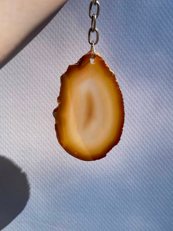 Agaat schijfje sleutelhanger #3