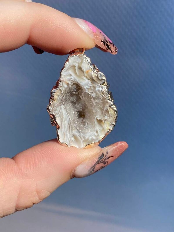 Agaat geode ketting hanger #1