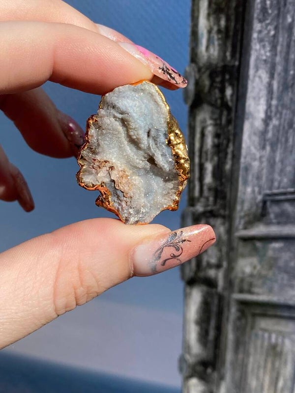 Chalcedoon roos Vergulde ketting hanger #1