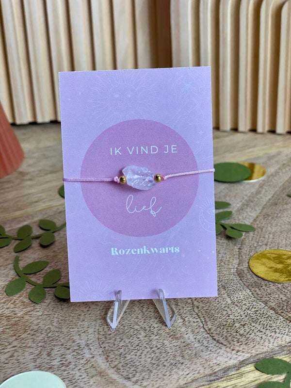 Armbandje Rozenkwarts: Ik vind je lief