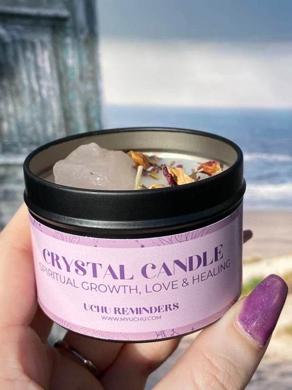 Edelsteen kaarsje Rozenkwarts