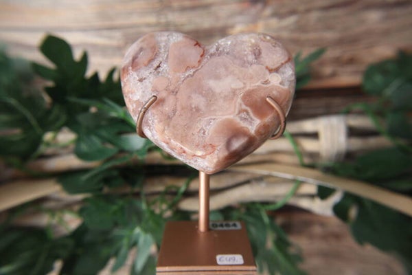 Roze amethist hart op standaard #0464