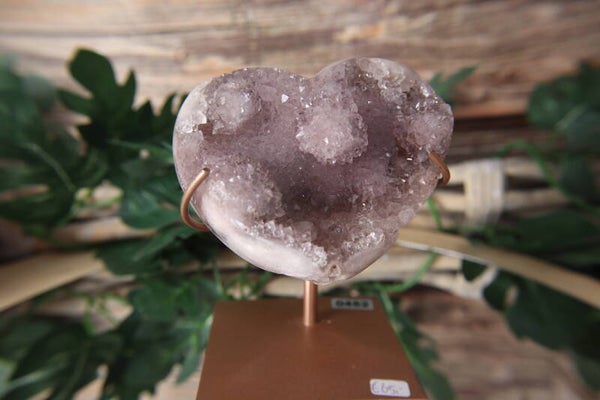 Roze amethist hart op standaard #0452