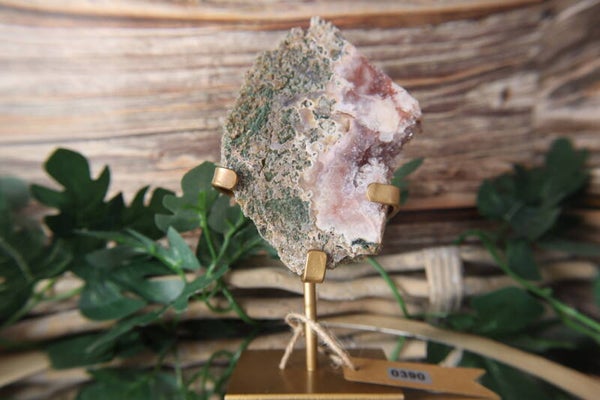 Roze amethist slab op standaard #0390