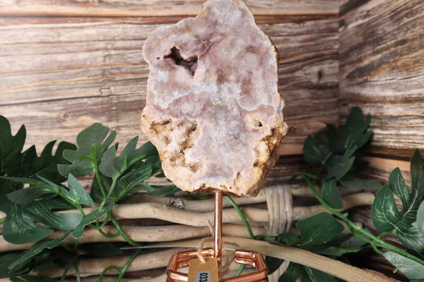 Roze amethist slab op standaard #0333