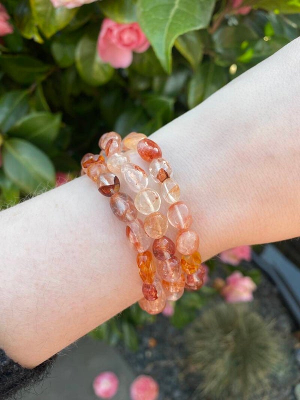 Hematoide kwarts armband trommelstenen