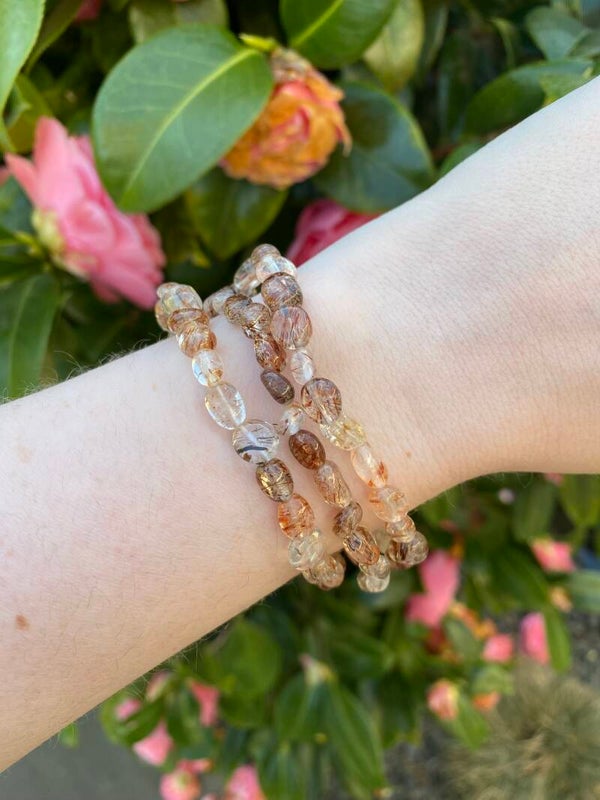 Rutielkwarts armband trommelstenen