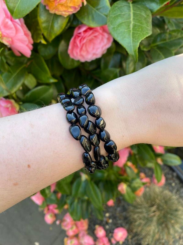 Zwarte toermalijn armband trommelstenen