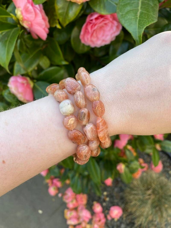 Zonnesteen armband trommelstenen