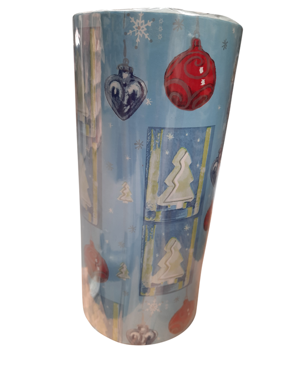 ** kadopapier KERST 30cm x 200mtr - dessin kerstboom blauw