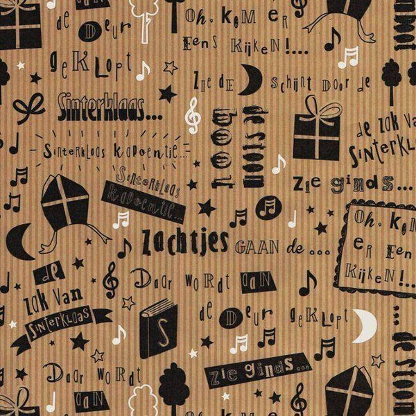 kadopapier SINT kraft  50cm x 125mtr  dessin 6203