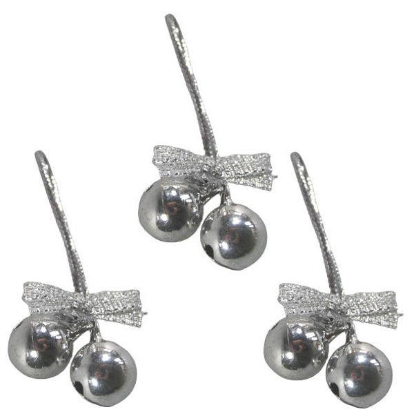 870024K049 Kerst corsage bel met strik zilver 1cm - ds 100