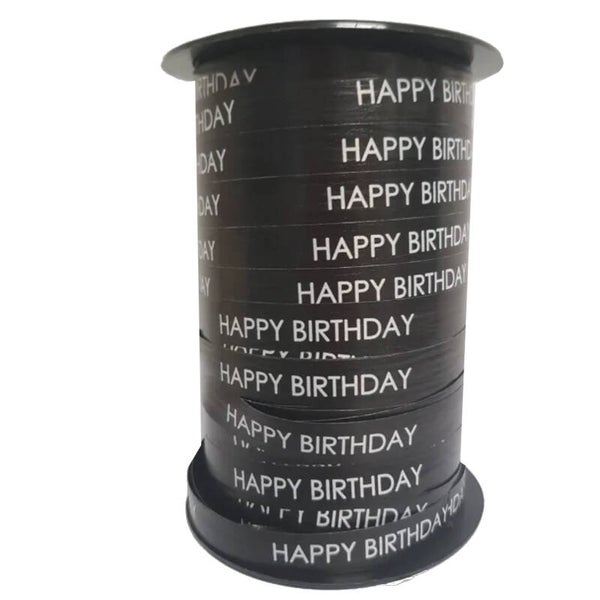 715541-8058 Krullint 10mm x 250mtr HAPPY BIRTHDAY zwart - per rol