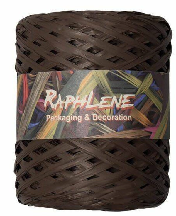725200 Lint RAFFIA / RAPLENE bol 200mtr uni  koffie bruin -  per rol