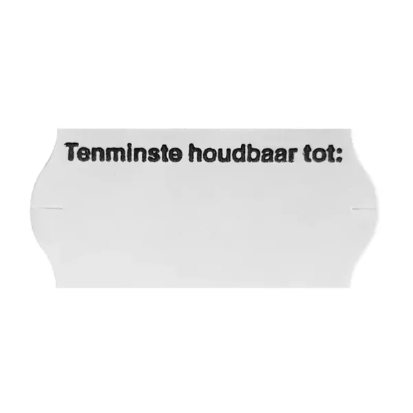 beprijzen - Prijstangetiket permanent 26x12mm RH wit opdruk tenminste houdbaar tot- doos 36 rol a 1500st