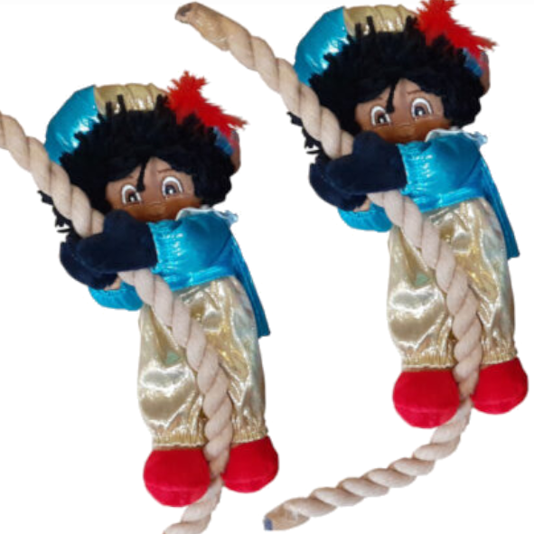 Deco SINT PIET 25cm glimmend aan touw ass. kleuren - verpakt per 2 stuks