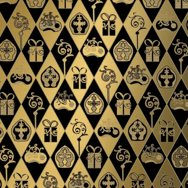 Sint kadopapier S491395-4 classic sint zwart goud - rol 125mtr