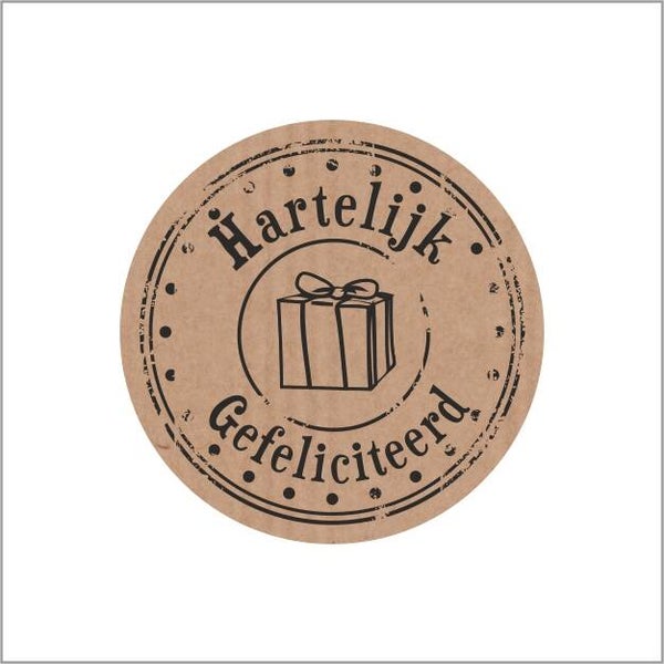 Wensetiket KR 507 - HARTELIJK GEFEFILICITEERD rol a 500stuks
