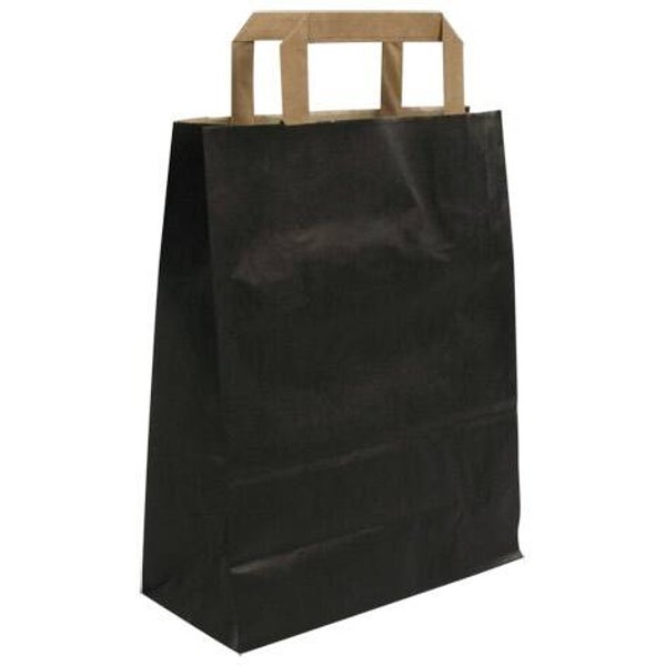 278942 Tas papier zwartplat handvat BIO 22+12x36cm - ds 250st x € 0,22