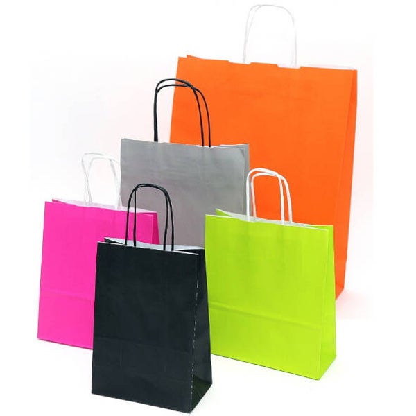 287020RO Tas papier 19 + 8 x 22cm roze gedraaid handvat ds 250st x € 0,24