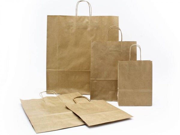 279044 Tas papier BIO 36 + 13 x 40,5cm bruin gedraaid handvat ds 200st x € 0,375