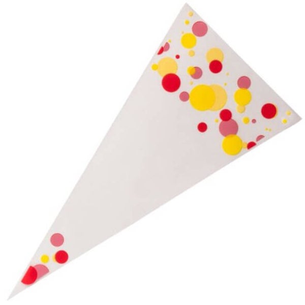 Puntzak stip geel - rood 500gram  - ds 1000st