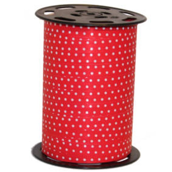 725810-3082 LINT 10mm x 225 mtr STIPPEN wit op rood