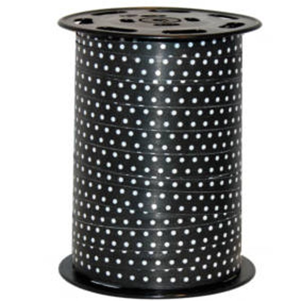 725810-3083 LINT 10mm x 225 mtr STIPPEN wit op zwart